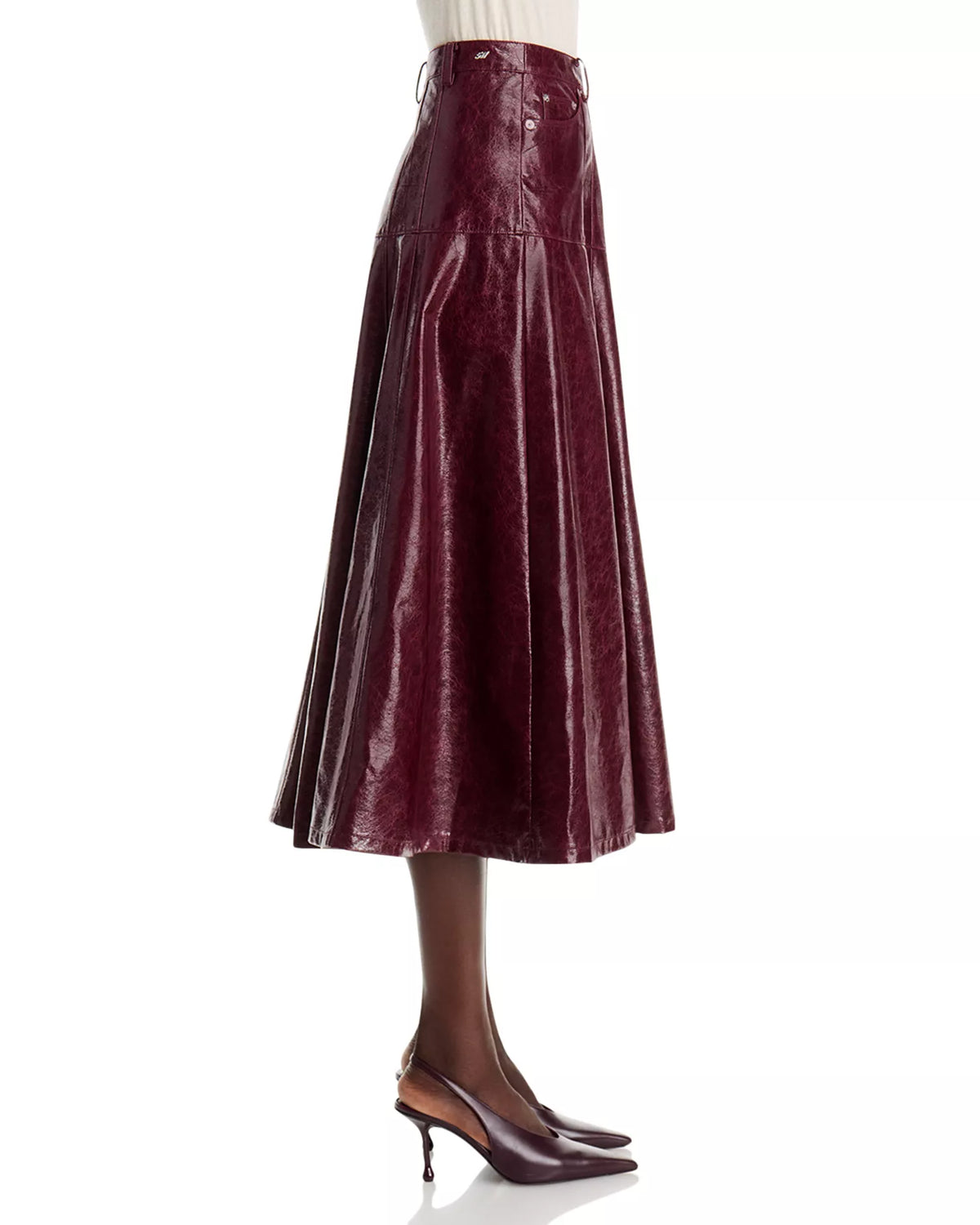 Cinq a Sept - Vegan Leather Veena Skirt - Black Cherry
