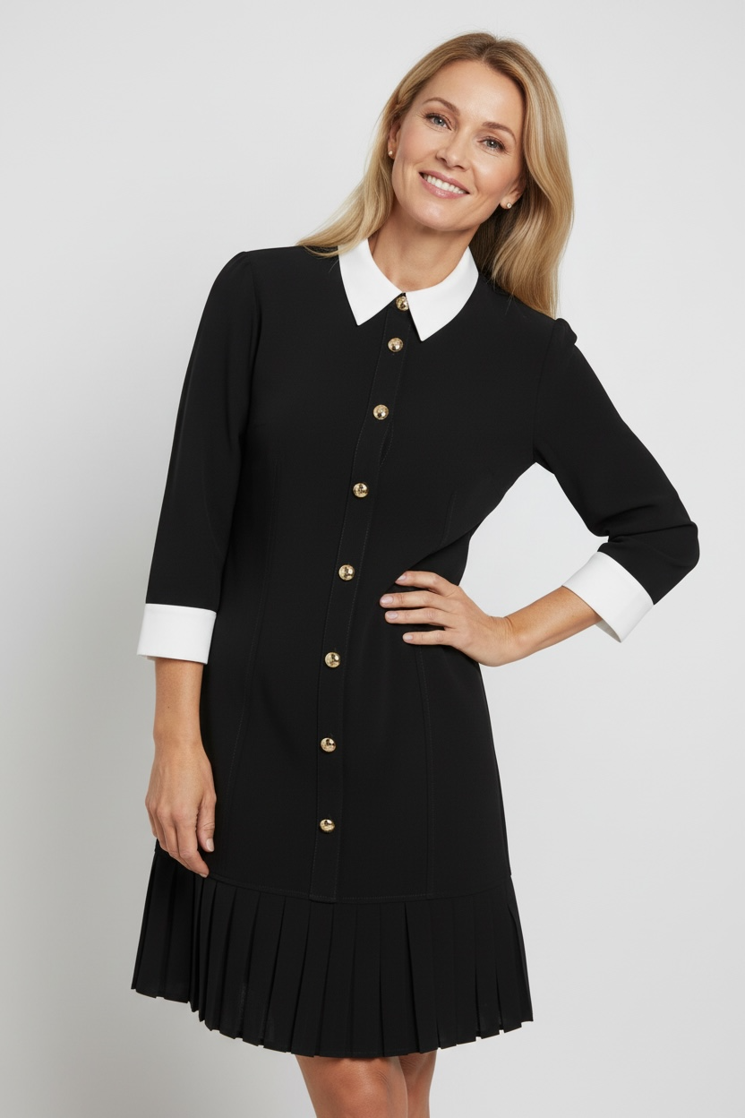 Cinq a Sept Drapey Crepe Lucilla Dress in Black and White