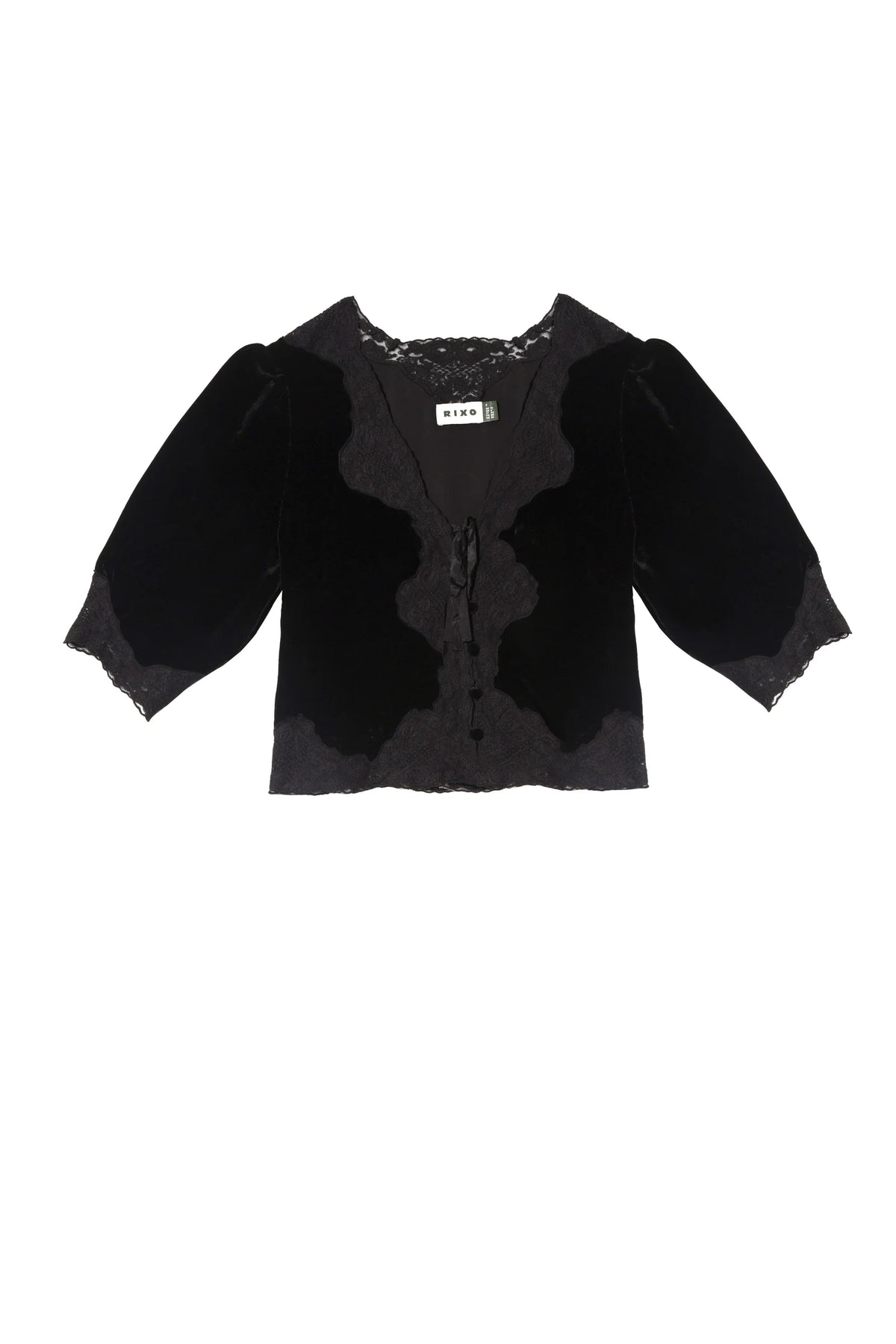 RIXO - Ursula Silk Velvet Top - Black