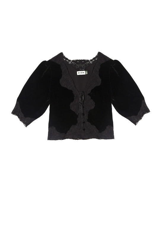 RIXO - Ursula Silk Velvet Top - Black
