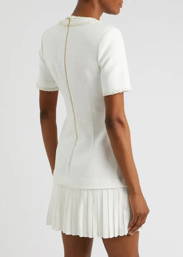 Rebecca Vallance Clarisse Button Mini Dress in Ivory