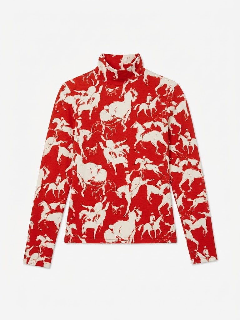 La Prestic Ouison - Sous Pull Top - Orange Horses