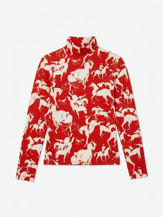 La Prestic Ouison - Sous Pull Top - Orange Horses