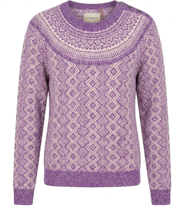 Jumper1234 - Jacquard Yoke Crew - Lavender Angel