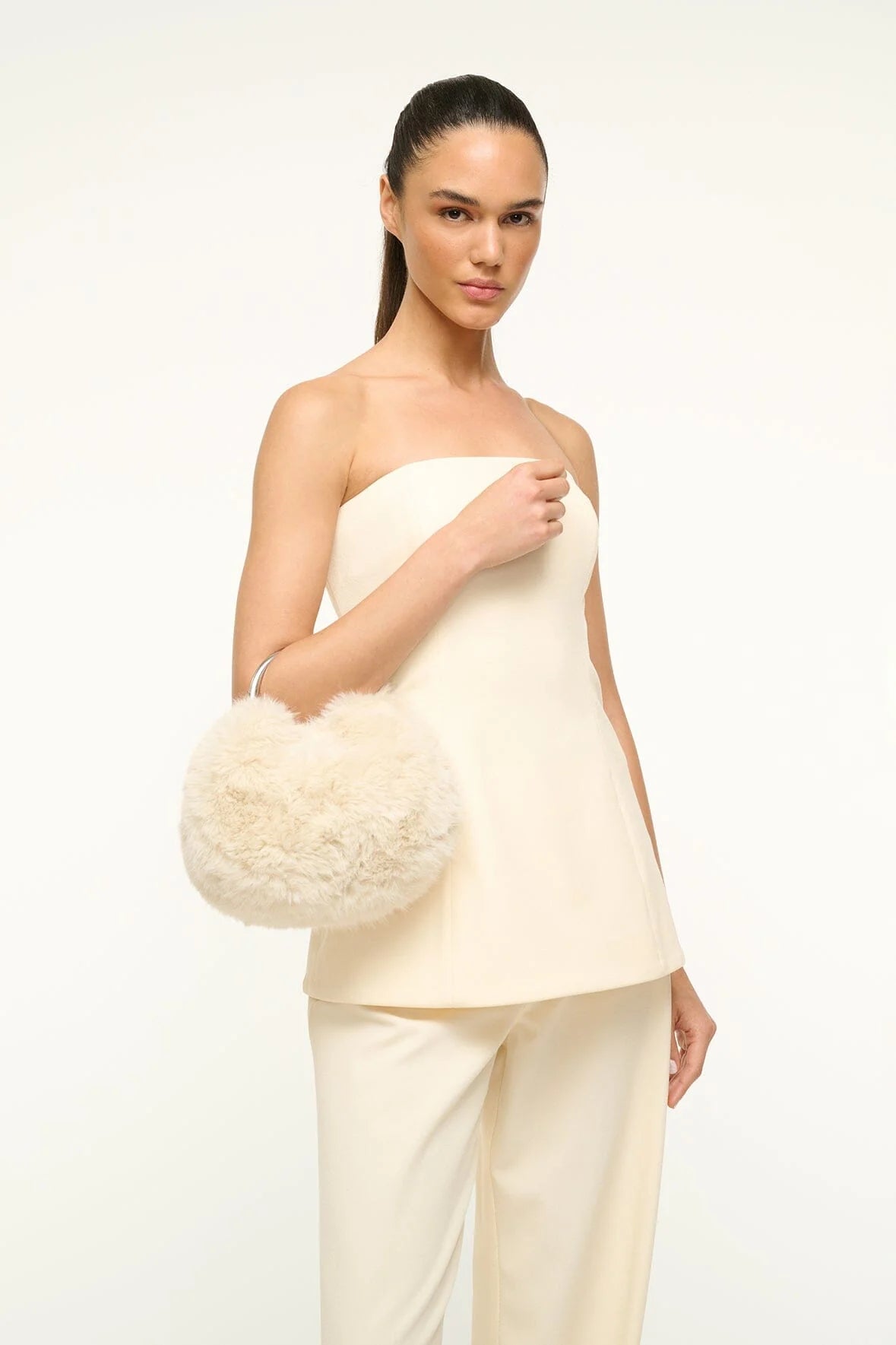 Staud - Romeo Faux Fur Bag - Cream