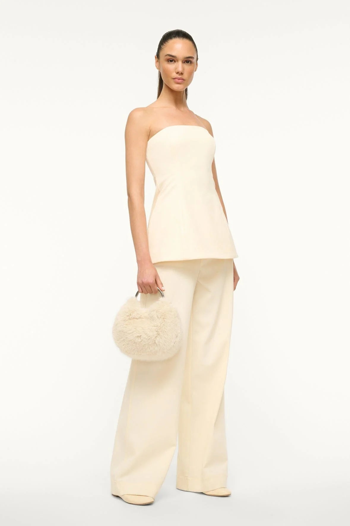 Staud - Romeo Faux Fur Bag - Cream