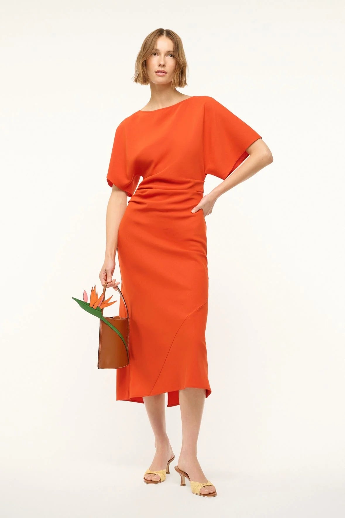 Staud-Amelie Midi Dress Cayenne