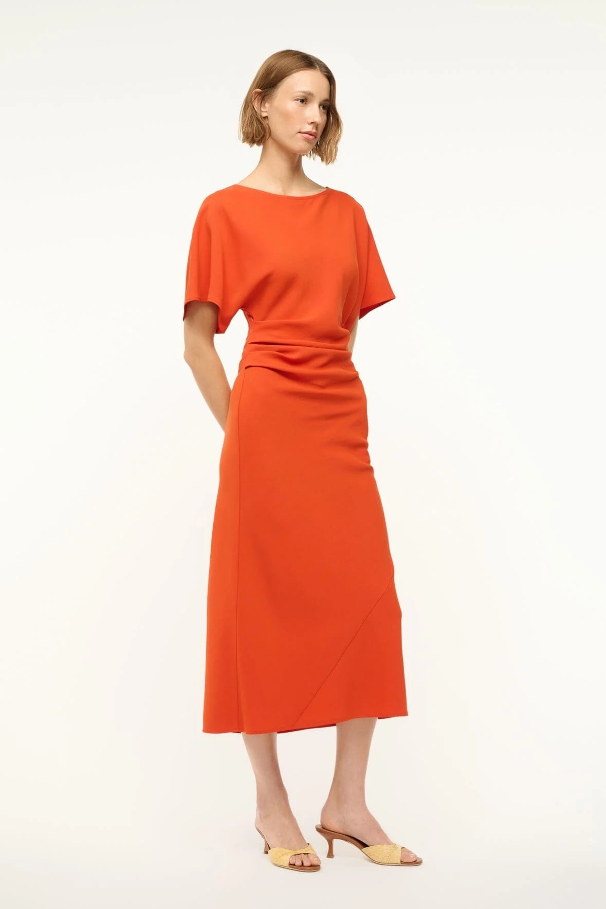 Staud-Amelie Midi Dress Cayenne
