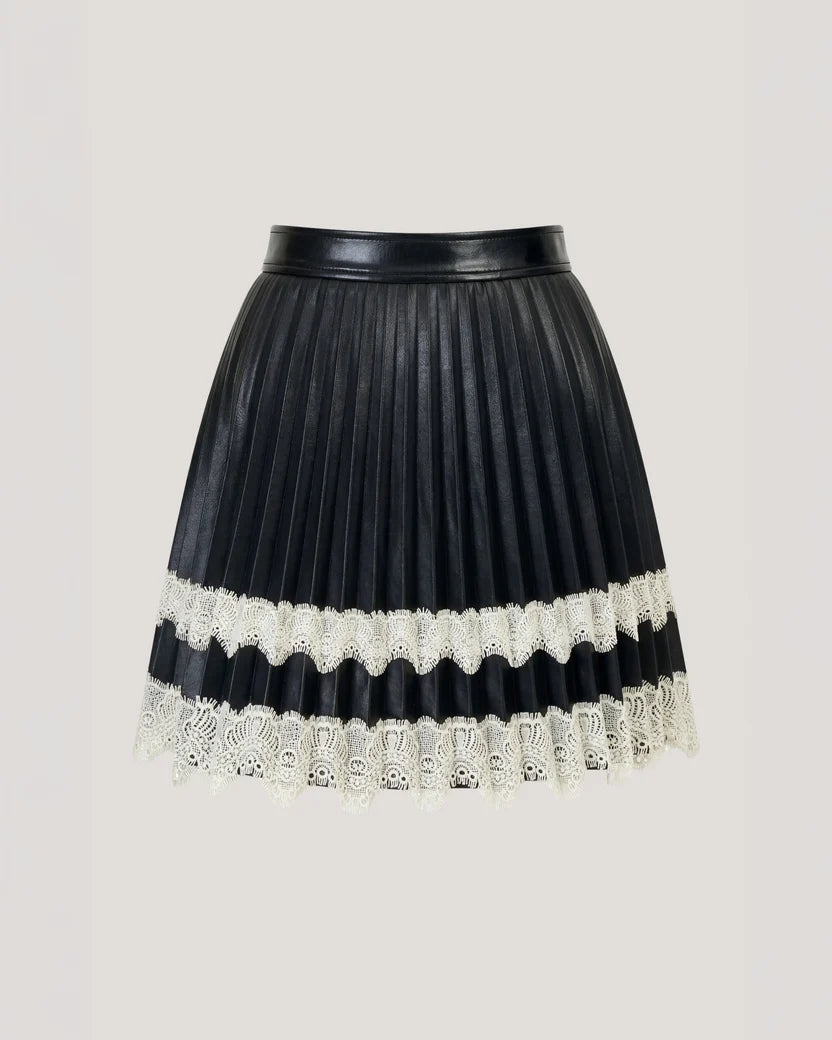 Cinq a Sept - Vegan Leather Laney Skirt - Black & Ivory