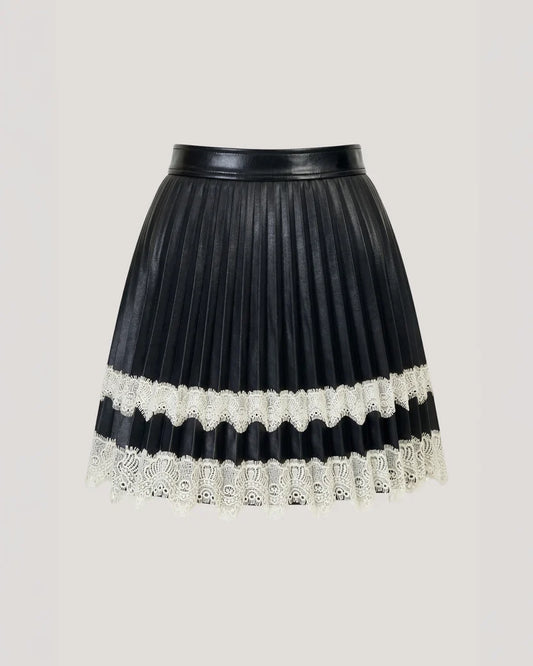 Cinq a Sept - Vegan Leather Laney Skirt - Black & Ivory
