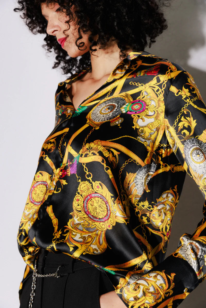 Catherine Gee - Daria French Cuff Silk Blouse - Versailles
