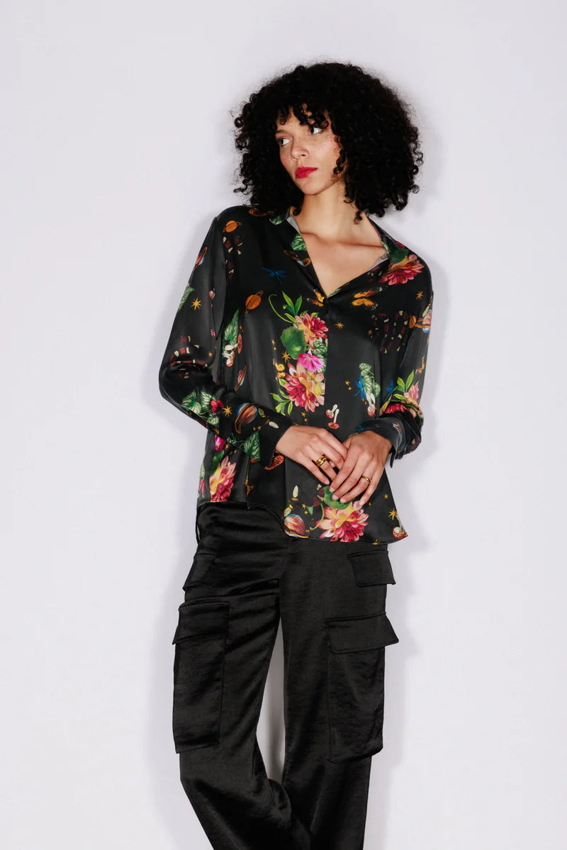 Catherine Gee - Daria French Cuff Silk Blouse - Serpentine