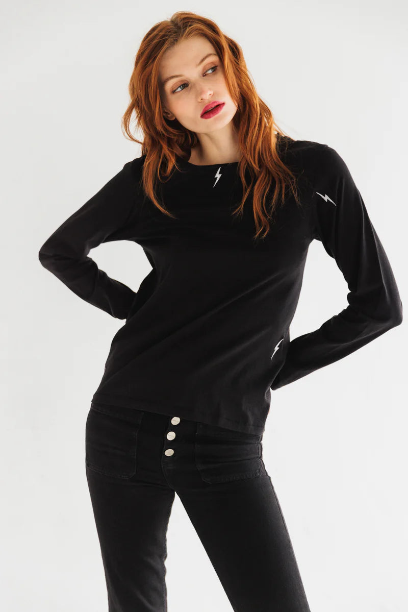 Catherine Gee - Embroidered Cotton T-Shirt Long Sleeve - Bolt