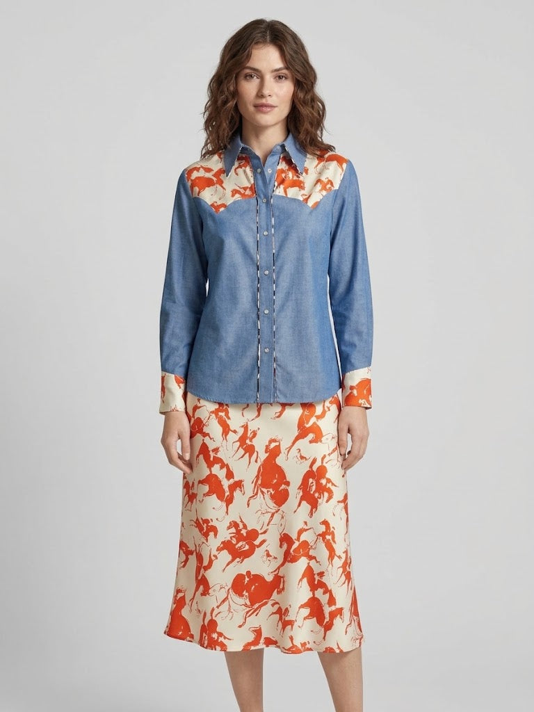 La Prestic Ouiston - Western Top - Chambray Mix