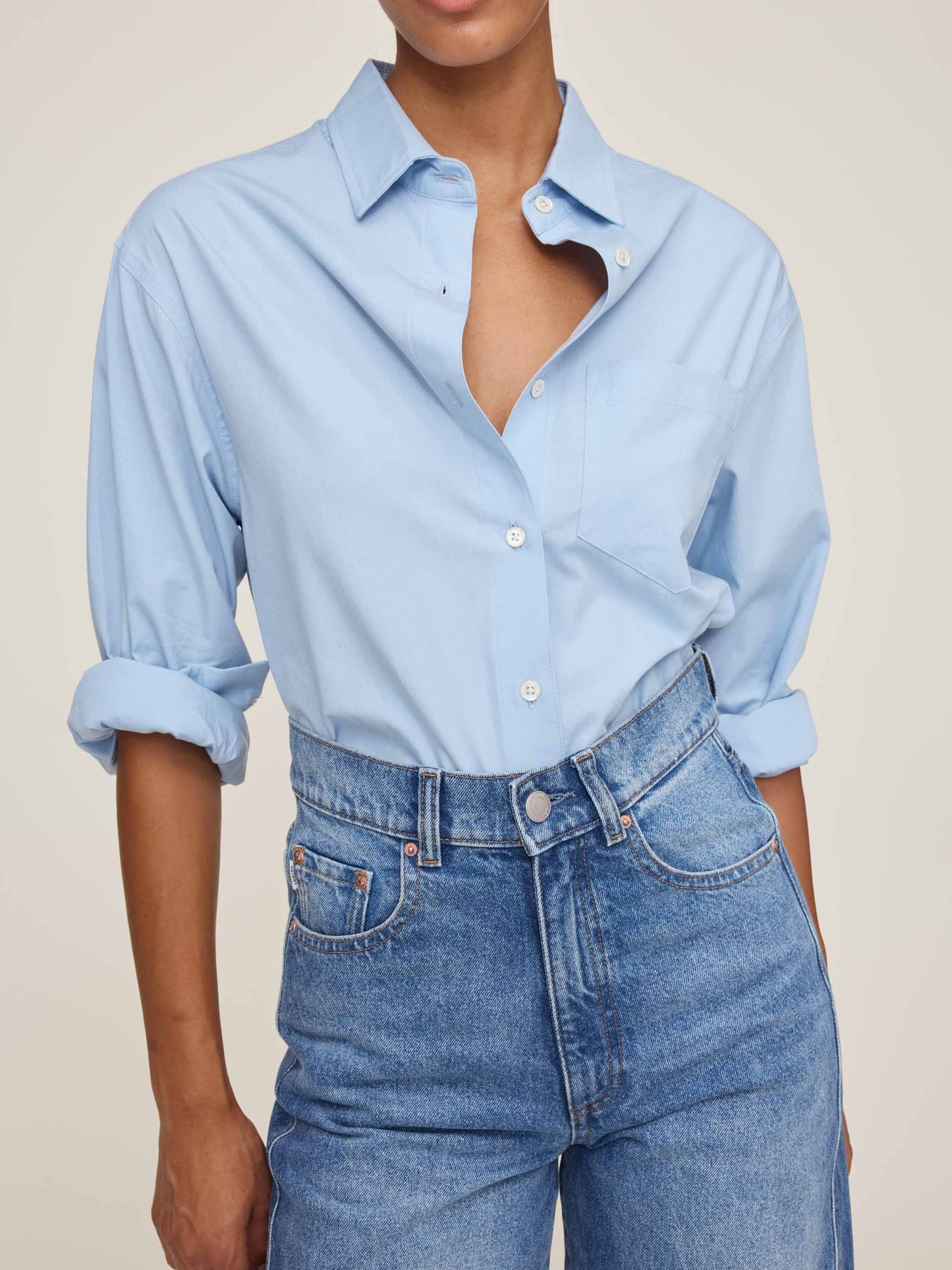 DL1961 - Faye Oversized Shirt - Lt Blue Poplin