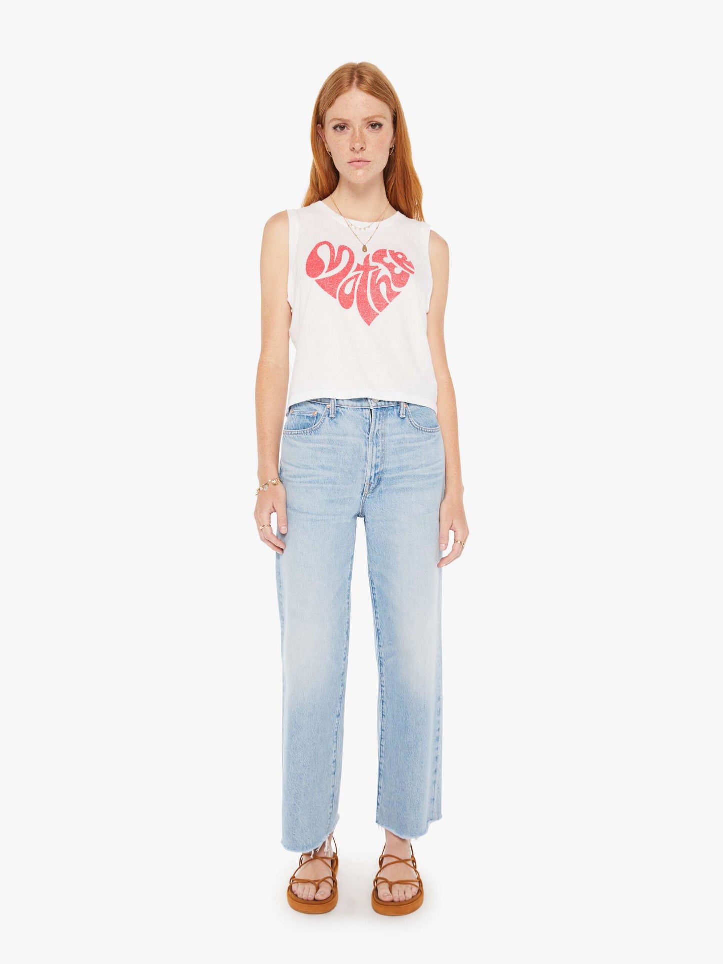 Mother - Muscle Graphic Tee Crewneck - Pink Mother Heart