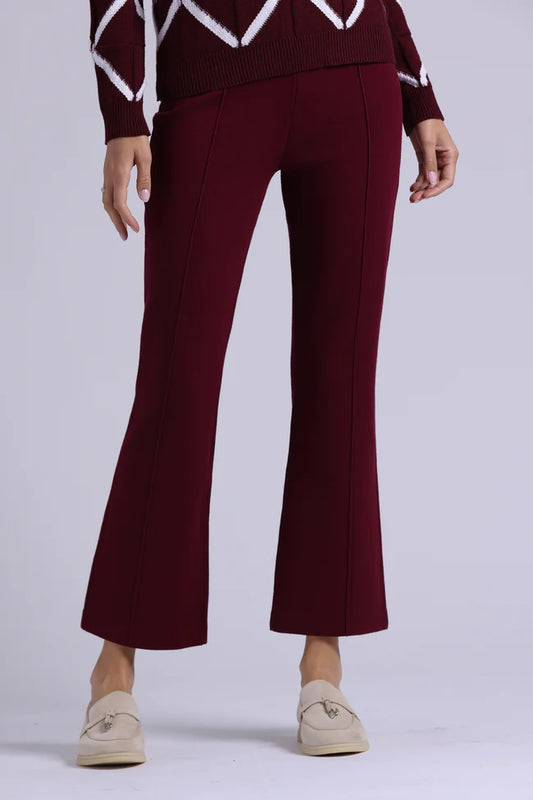 Minnie Rose Viscose Kick Flare Pant-Bordeaux