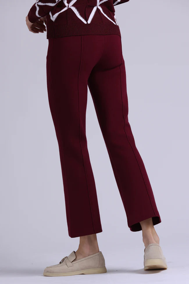 Minnie Rose Viscose Kick Flare Pant-Bordeaux