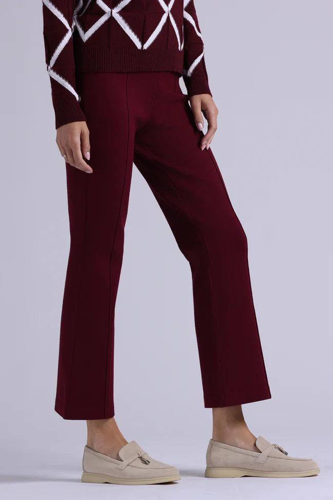 Minnie Rose Viscose Kick Flare Pant-Bordeaux