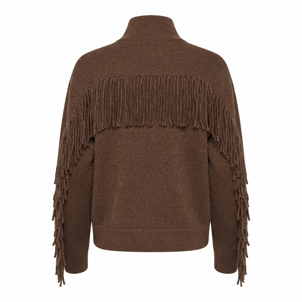 Estheme - Fringe Back Sweater - Brown
