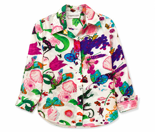 La Prestic - Emmanuelle Silk Blouse - Lezard Ecru