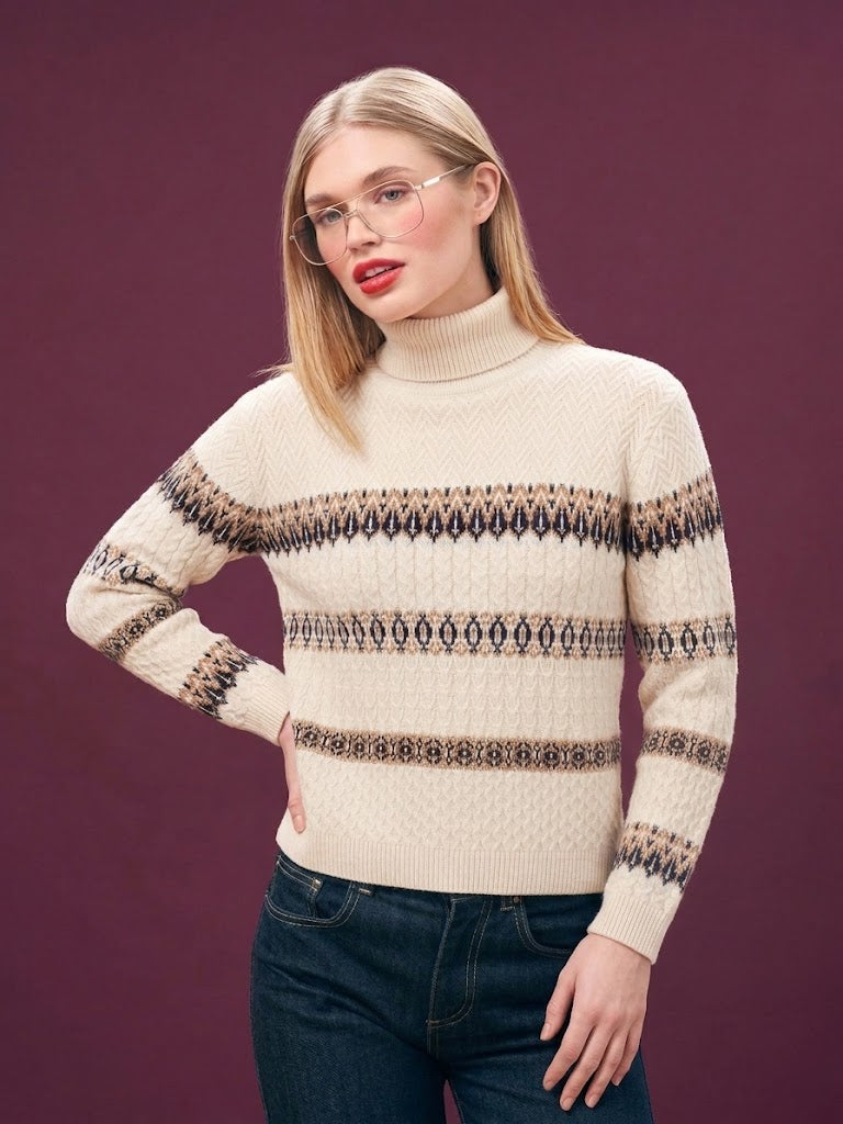 Jumper1234 - Snowflake Cable Roll Collar - Angel