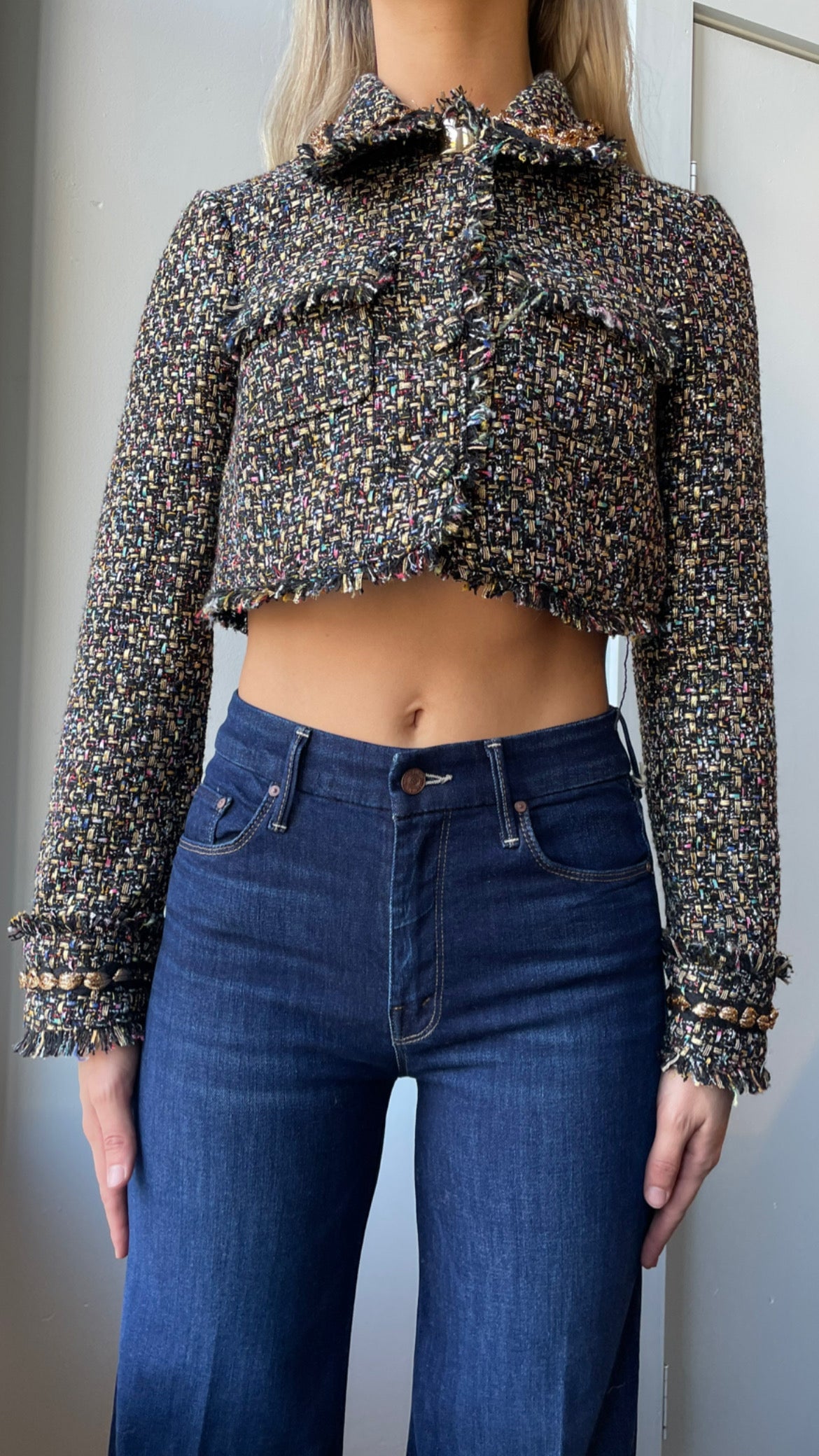 Cinq A Sept- Odette Tweed Crop Jacket- Black Multi