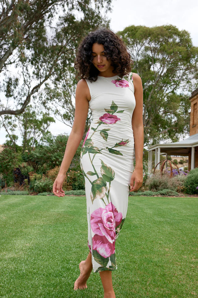 Aston Studio Ariel Mesh Dress in Antique Rose