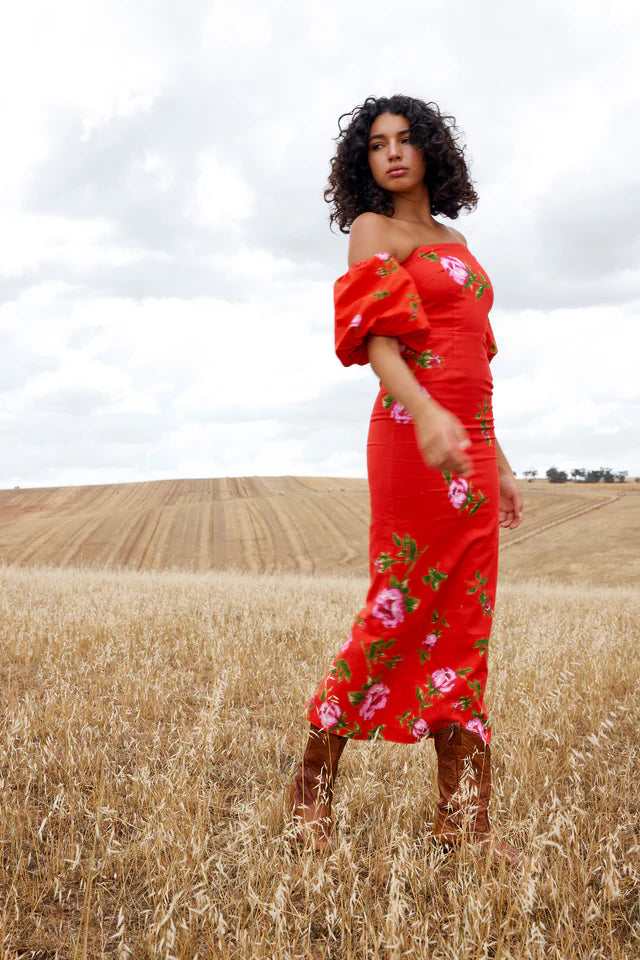 Aston Studio-Evie Dress in Ruby Rose