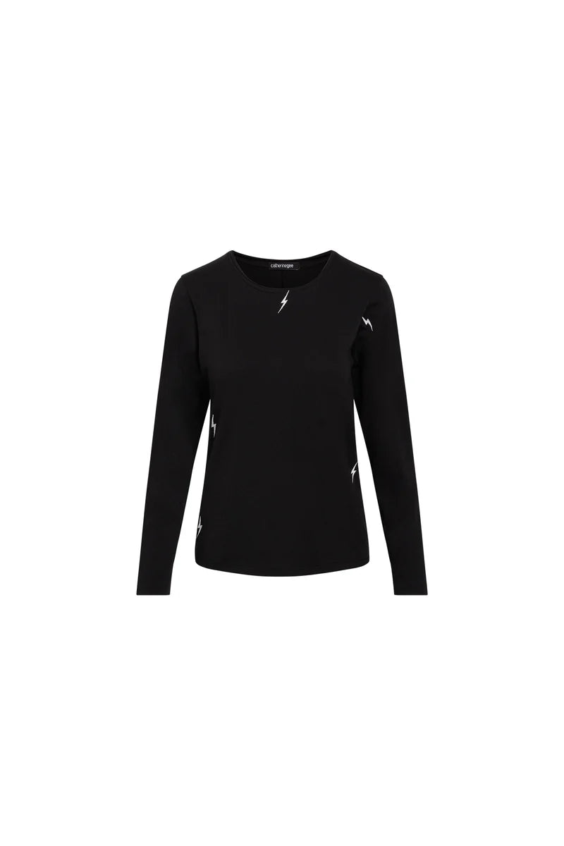Catherine Gee - Embroidered Cotton T-Shirt Long Sleeve - Bolt