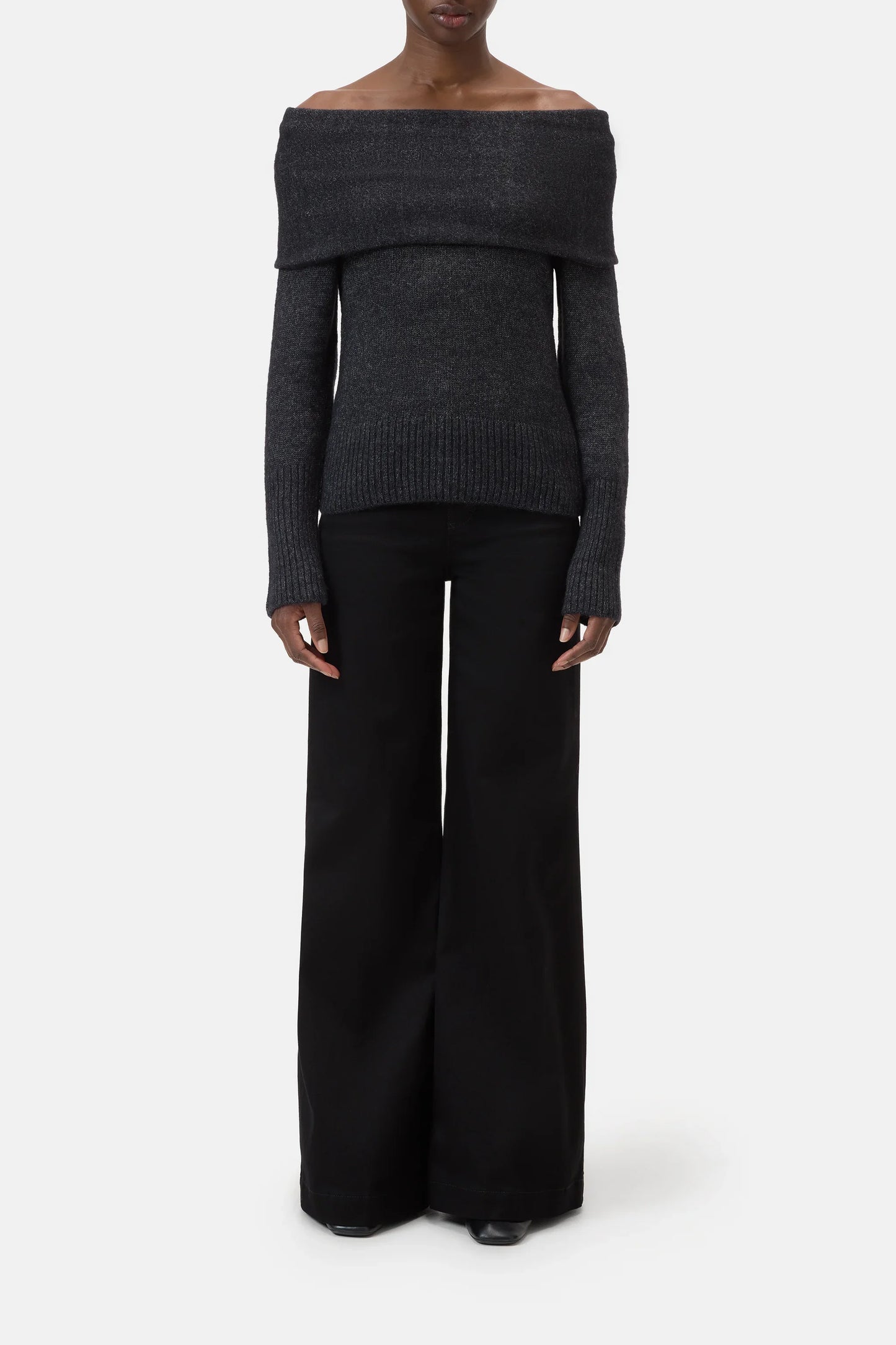 Closed - Wide Collar Sweater - Dark Grey