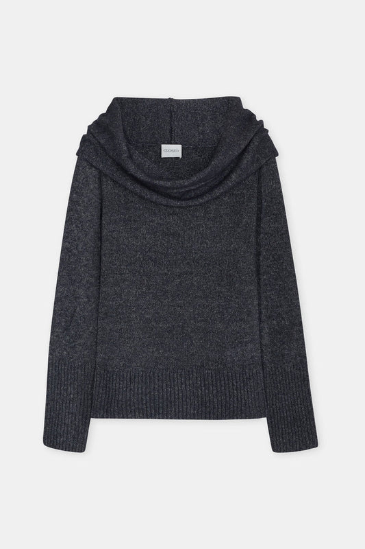 Closed - Wide Collar Sweater - Dark Grey