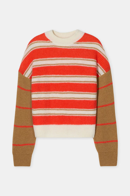 Closed - Striped Alpaca-Wool-Blend Knit - Coral Red