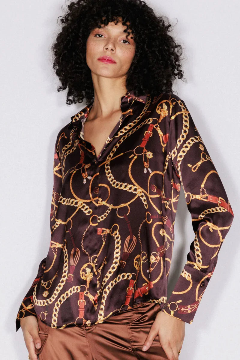 Catherine Gee - Daria French Cuff Silk Blouse - Belgian Chain