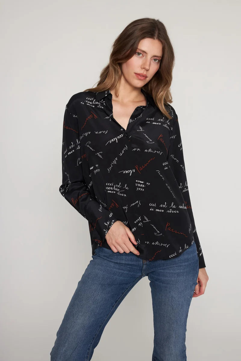 Catherine Gee - Daria Blouse - Black Passion Print