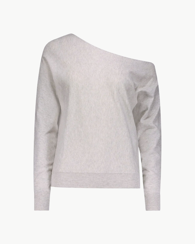 Minnie Rose - Off the Shoulder Sweater - Heather Grey