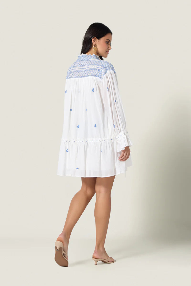 Scarlett Poppies Nouvea Dress White/Blue