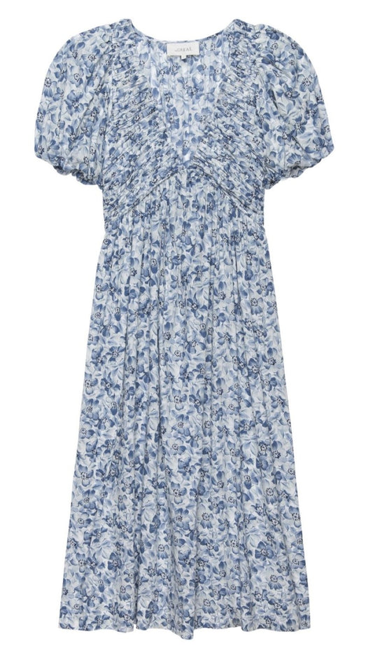 The Great - The Gallery Dress - Light Sky Pressed Floral Print