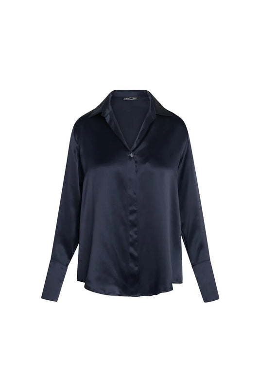 Catherine Gee - Daria French Cuff Silk Blouse - Midnight Navy