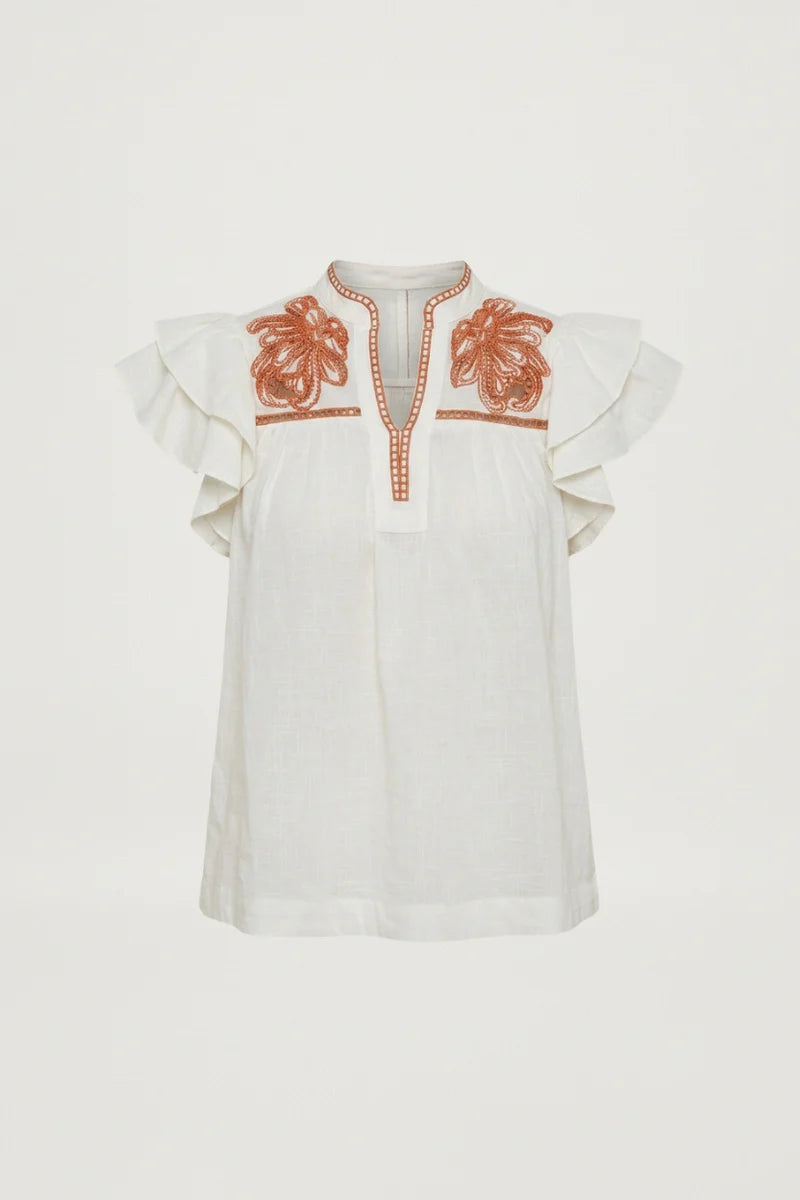 Scarlett Poppies - Vania Top -  Papyrus/Burnt Orange