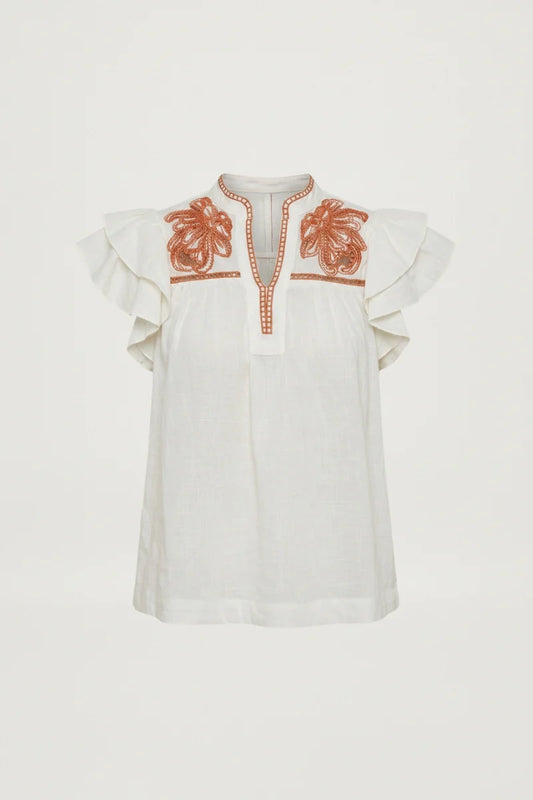 Scarlett Poppies - Vania Top -  Papyrus/Burnt Orange