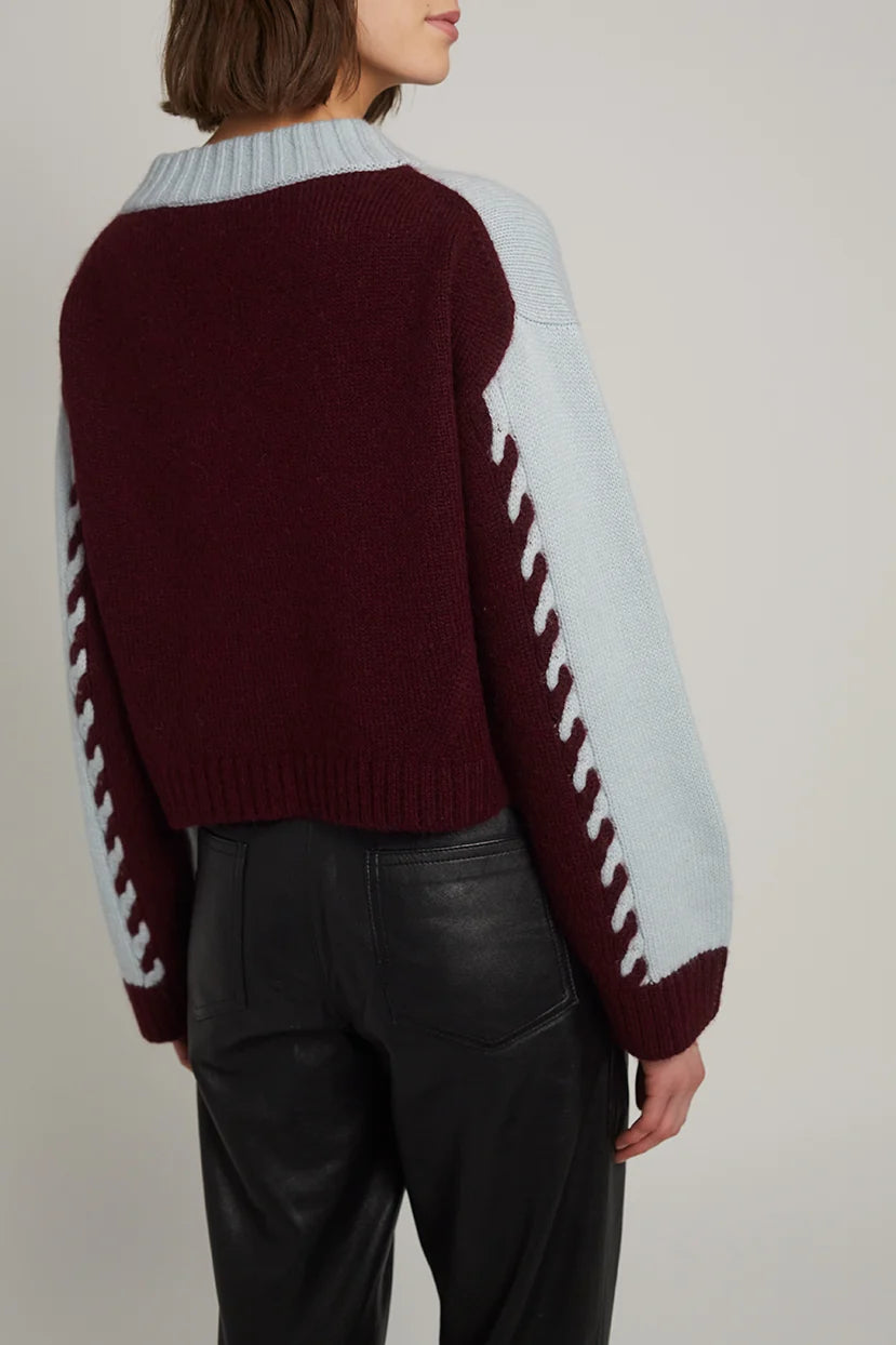 Eleven Six - Lora Sweater - Powder Blue/Merlot