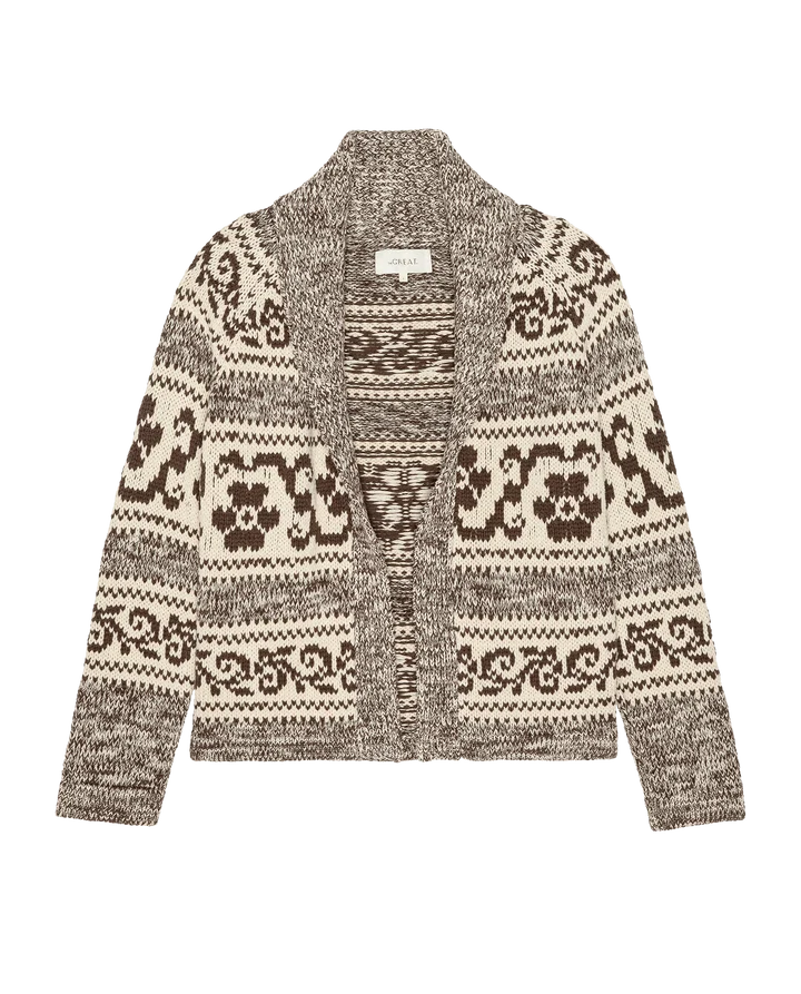 The Great - Nordic Flower Lodge Cardigan - Marled Chestnut