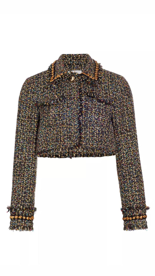Cinq A Sept- Odette Tweed Crop Jacket- Black Multi