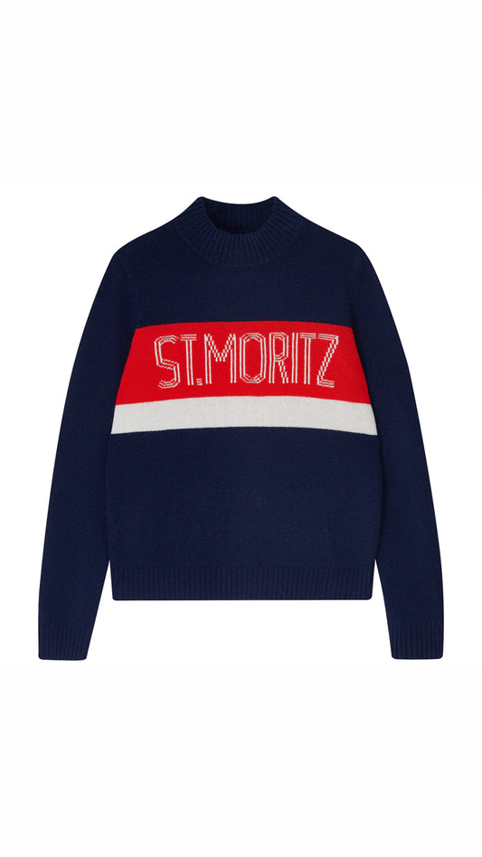 Jumper 1234- St. Moritz Cashmere Turtleneck- Navy/Red