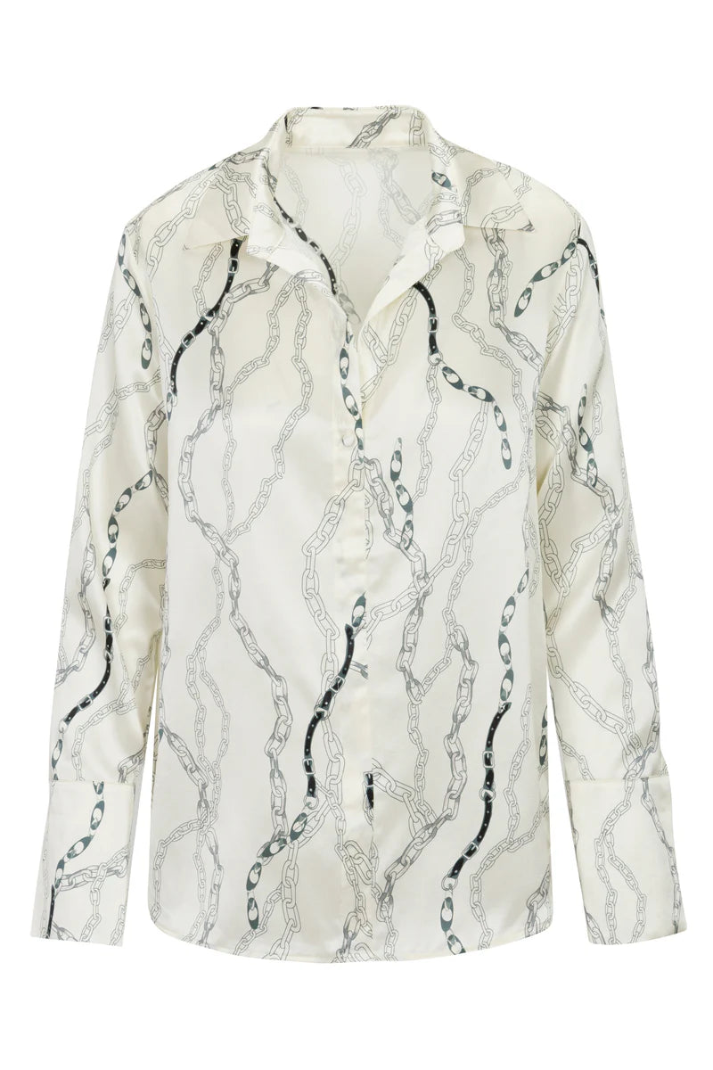 Catherine Gee - Daria French Cuff Silk Blouse - White Chain