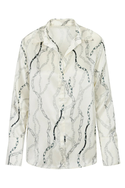 Catherine Gee - Daria French Cuff Silk Blouse - White Chain