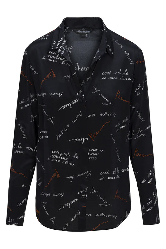 Catherine Gee - Daria Blouse - Black Passion Print