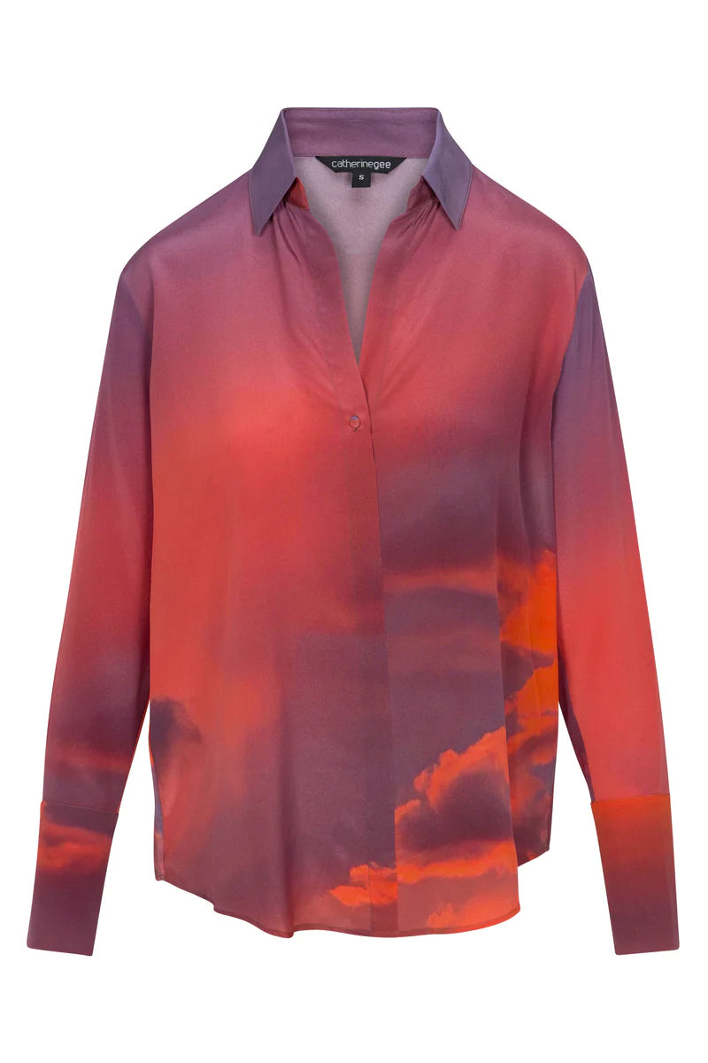 Catherine Gee - Daria French Cuff Silk Blouse - Riviera Sunset