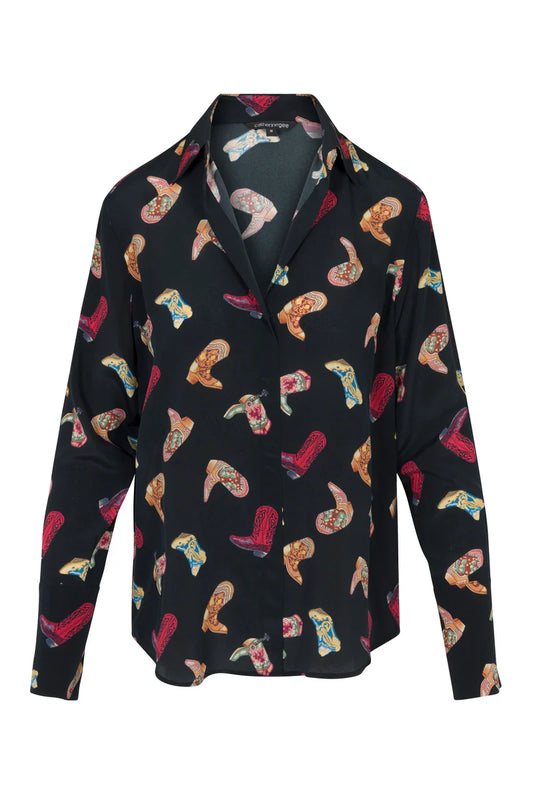 Catherine Gee Daria French Cuff Blouse in Cowboy Boots